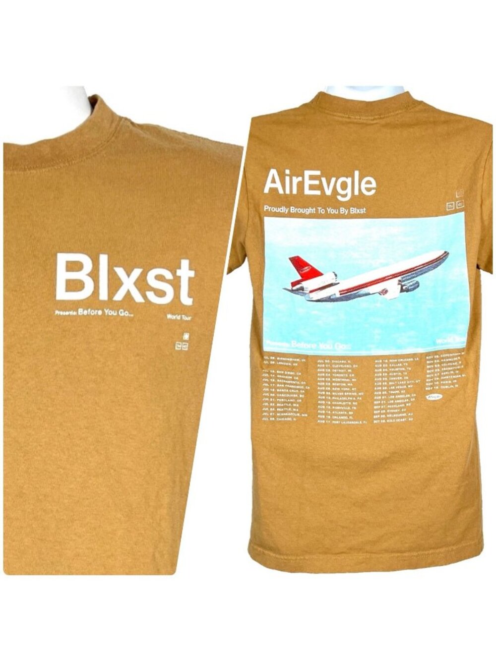 Blxst AirEvgle 2022 Mens Concert T-Shirt size Small 35X28 Before You Go Tour